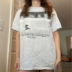 Vintage 90s “The Trouble with a short horse” Funny Winter Snow Graphic Tshirt XL